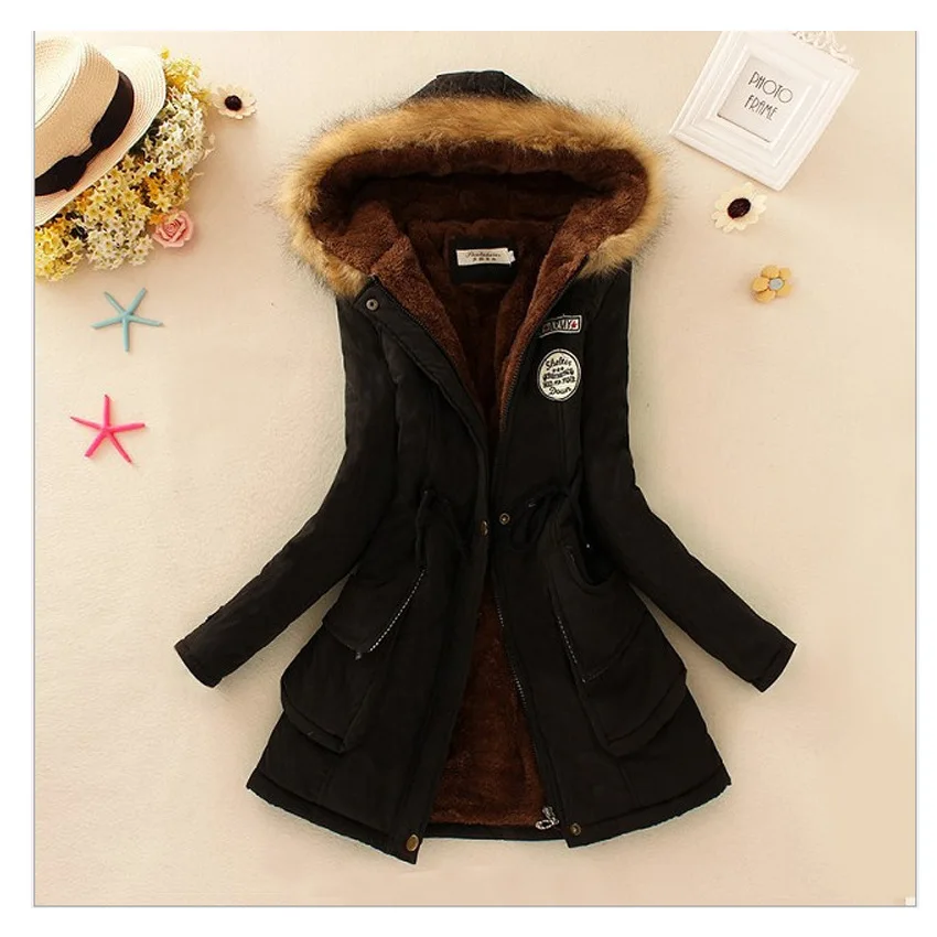 2024 Women's New Jacket Winter Autumn Warm Jackets Fur Hooded Coat Solid Color Women Thick Parkas Female Outerwear Ladies Tops