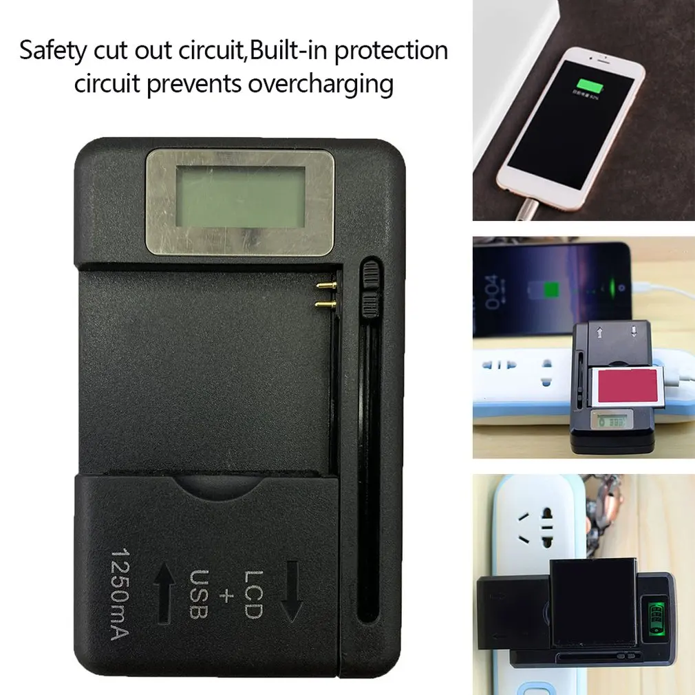 Mobile Universal Battery Charger LCD Indicator Screen For Cell Phones USB-Port Convenient Interchanging For Spare Batteries