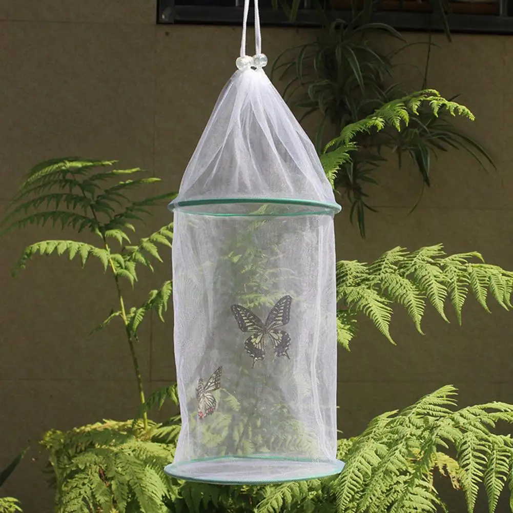 Helpful  Butterfly Net Universal Clear Hanging Nature Cage Transparent Safety Butterfly Experiment Cage for Garden