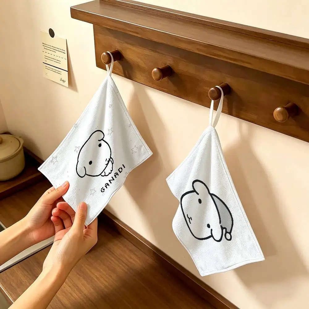 Cute GANADI Hanging Kitchen Towel, Polyester Cotton Fabric, Absorbent Hand Wiping Towel for Home Dormitory