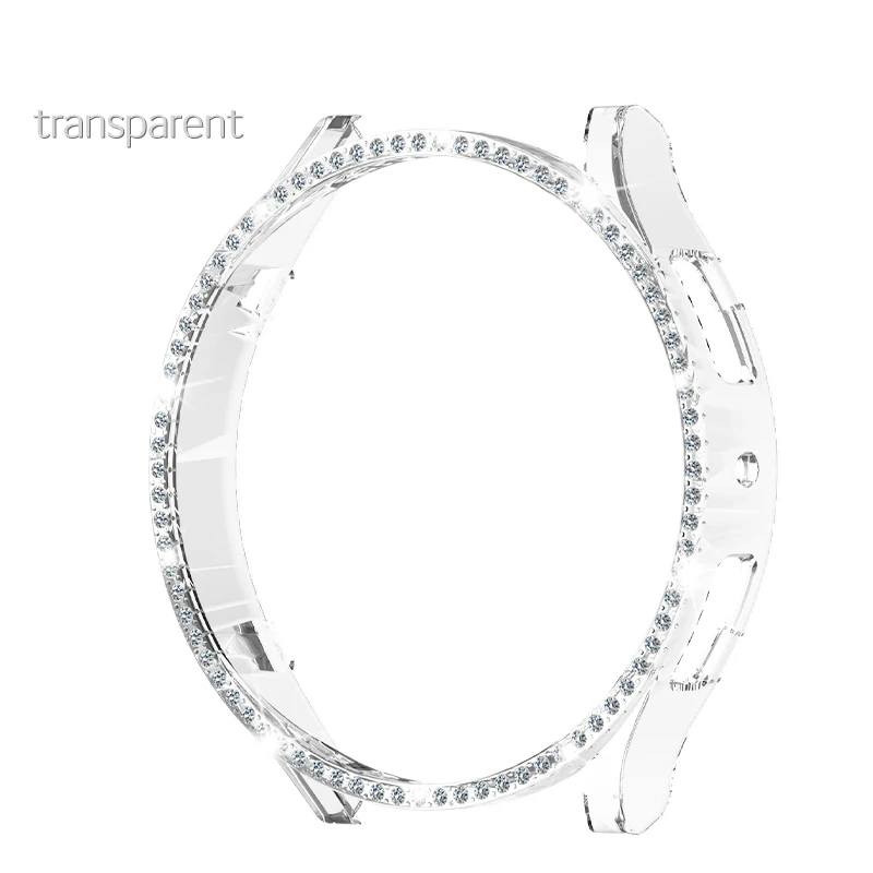 Bling diamante caso para samsung galaxy watch 6 40mm 44mm única fileira pc pára-choques sem filme de tela para galaxy watch 6 capa acessórios