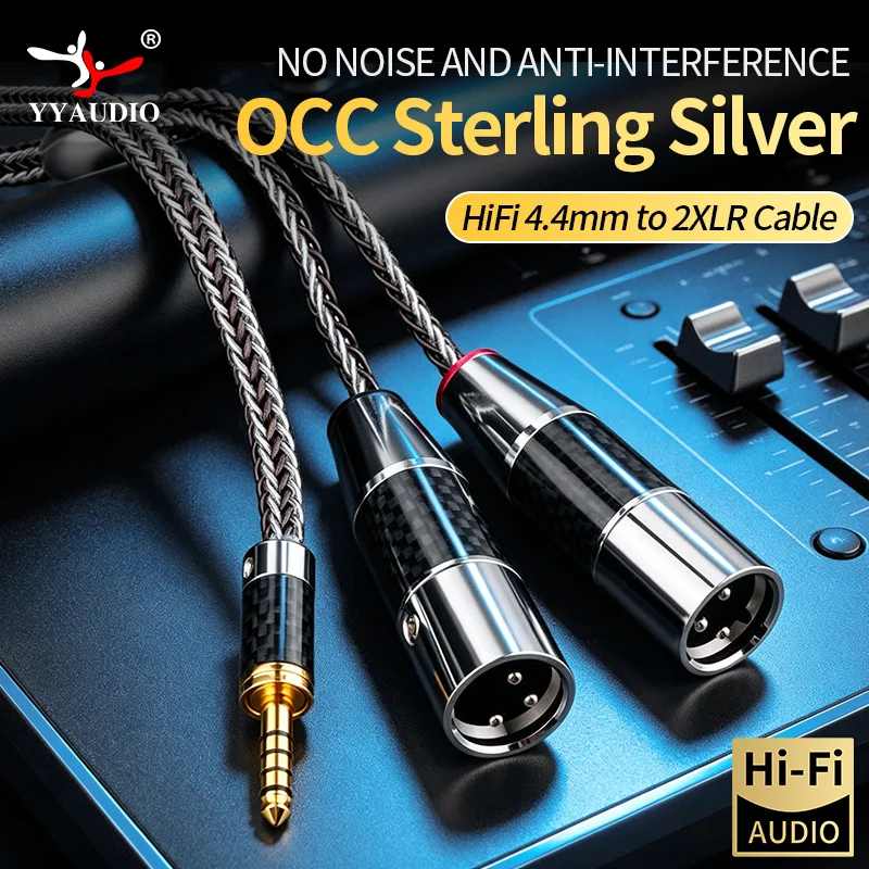 

Hi-end HiFi Audio 4.4mm to XLR Cable for Mixer Player OCC+ Sterling Silver 3pin 4.4mm Jack to 2XLR Male Adapter Y Splitter Cable