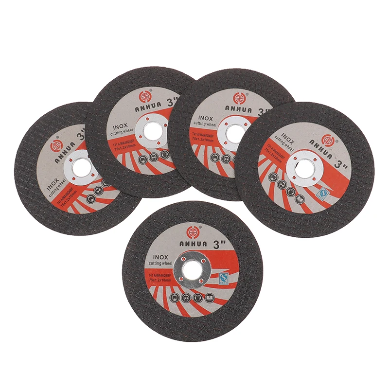 New 5pcs 3inch 75*1.2*10 Hole Mini Cutting Disc Circular Resin Grinding Wheel Sanding 75mm For Angle Grinder Steel Stone Cutting