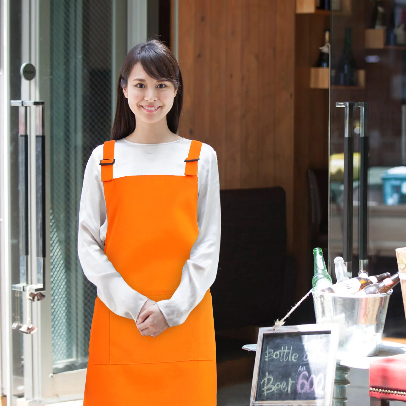 

H Back Apron For Women Adjustable Kitchen Apron With Pocket Cooking Household Chef Salon Aprons Comfortable Easy Clean