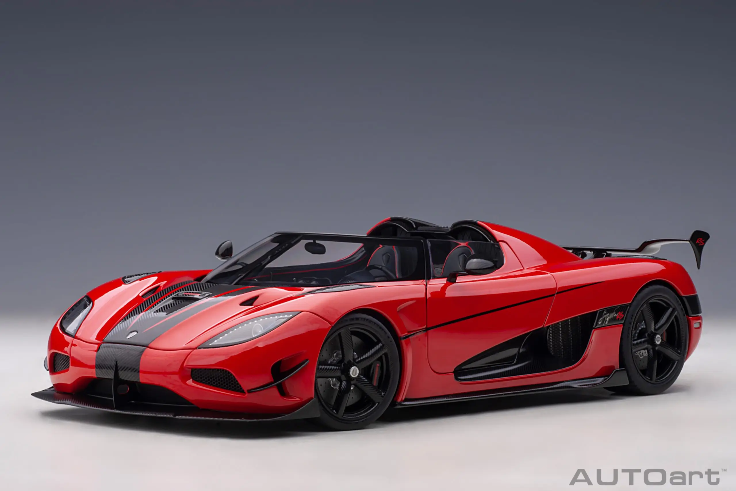 AUTOart 1/18 Koenigsegg Agera RS (قمر فضي/حمر فلفل أحمر/برتقالي مخروطي/قمر سيلف/كربون) نموذج سيارة قابل للجمع