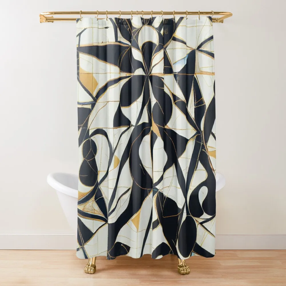 

Intricate black, white and gold pattern Shower Curtain Shower Bathroom For Bathrooms Luxury Bathroom Anime Shower Curtain