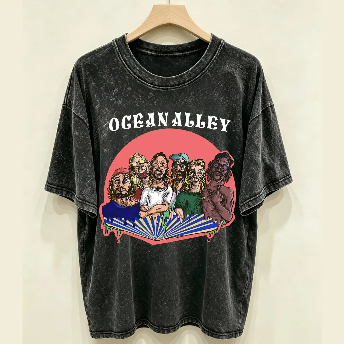 washed T Shirt New Hello Summer Tour Ocean Alley  Black S 5XL UT316 vintage Washed Stretched streetwear Versatile