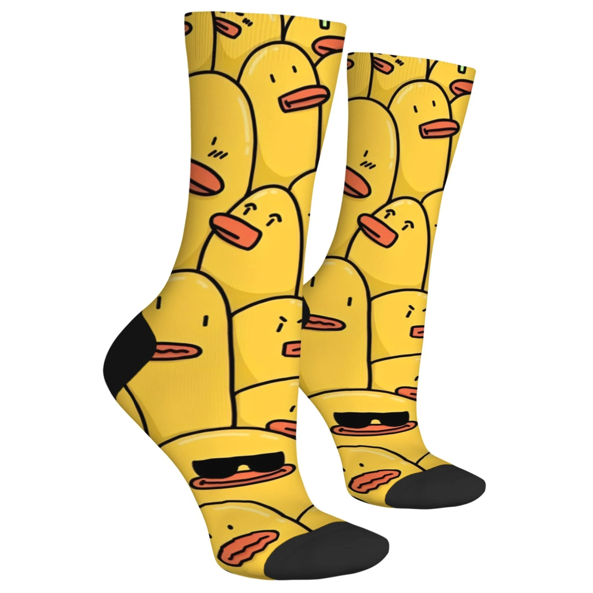 Calcetines divertidos con estampado de pato de dibujos animados para hombre, cómodos, transpirables, antideslizantes, novedad, calcetines retro Harajuku, regalo de fiesta y vacaciones