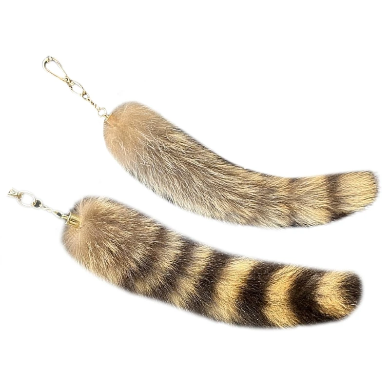 Q0KE Artificial Raccoon Tail Keychain Plush Tail Charm Key Holder Keyring Pendant Decorations Bag Charm for Bag Backpacks