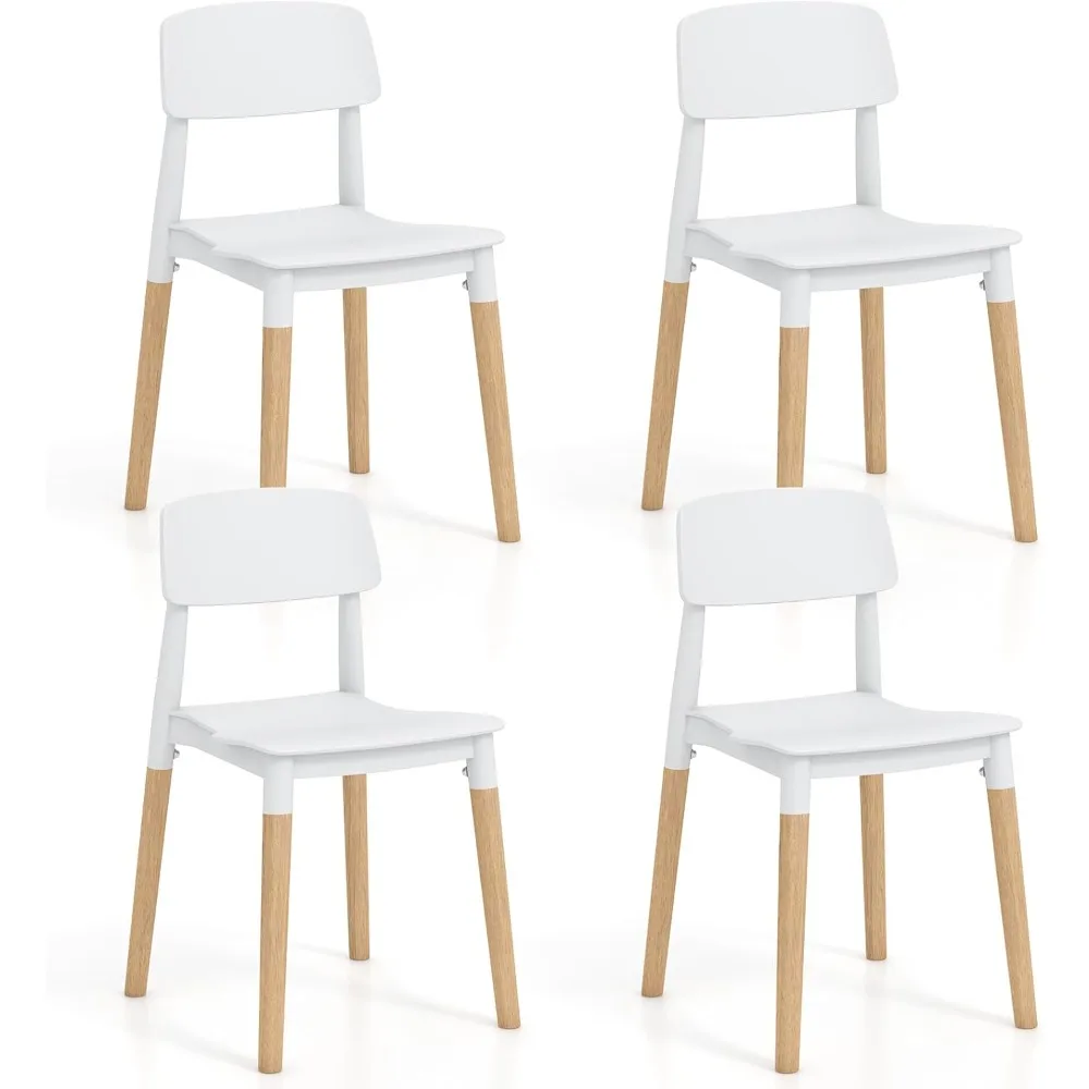 Wooden Dining Chairs Set of 4, Modern Dining Side Chairs Set w/Ergonomic Backrest, Wide Seat & Sturdy Wooden Legs