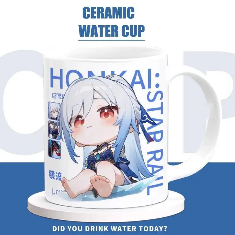 

Anime Game Unisex Honkai: Star Rail Cos Jingliu 2025 Simple Cartoon 9.5X8CM Heat Transfer Printed Water Cup Mug Gift