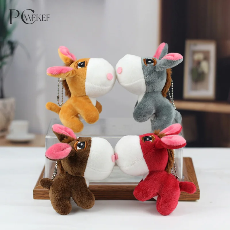 Cartoon Little Donkey Pony Plush Toy Cute Horse Pendant Soft Stuffed Doll Keychain Backpack Car Bag Key Ring Decor Kid Gift