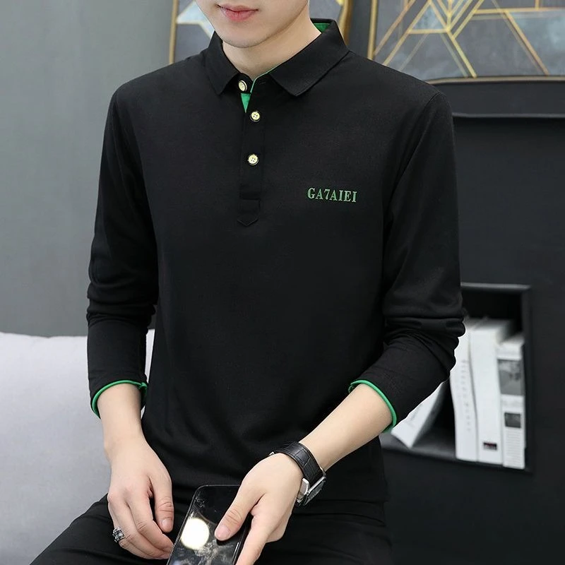 

2026 Spring Autumn New Trend Men's Long Sleeve Polo Shirt Korean Style Fashion Casual Lapel Top