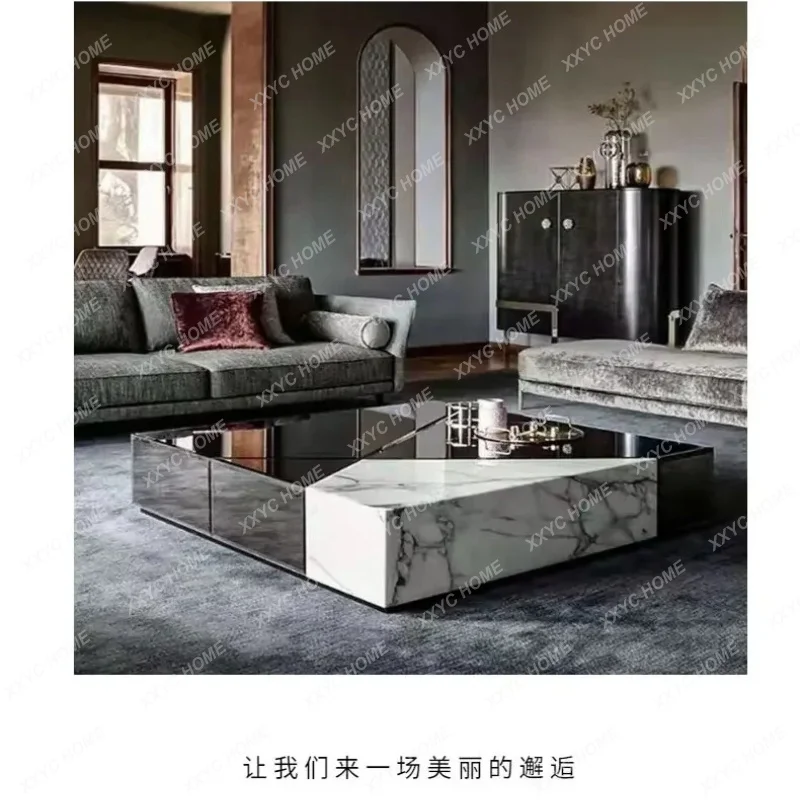 XXLight Luxury Square Living Room Home Small Apartment Glass Mirror-Surface Tea Table