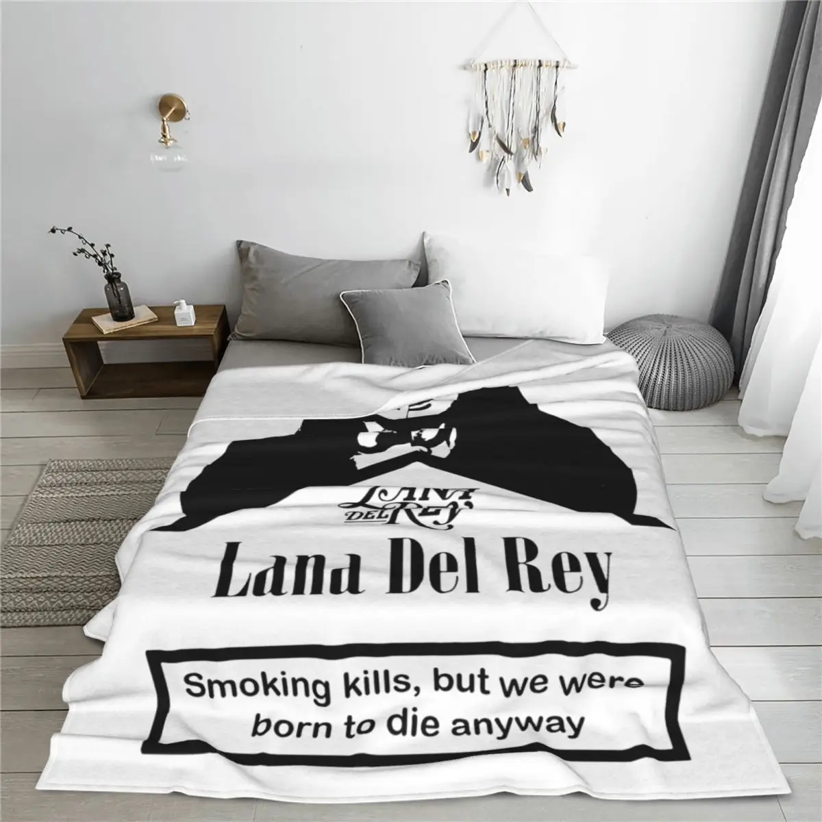 Lana Del Rey Blanket Coral Fleece Plush Textile Decor Smoking Kills But We Born To Die Anyway Throw Blankets Sofa Couch Throws