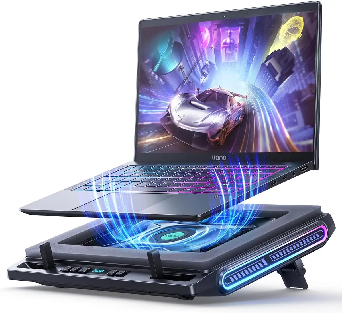 

V10 Gaming Laptop Cooling Pad with RGB Lights, Turbo Fan for 13-17.3 Inch Laptops, Adjustable Stand and USB Ports