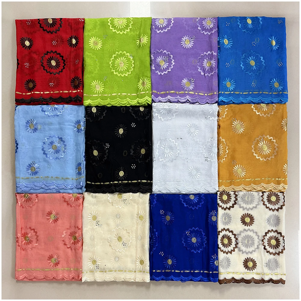 

Wholesale New Circular Pattern With Gold Thread Design Embroidery Scarf African Muslim Women Headscarf Arab Headscarf For Prayer
