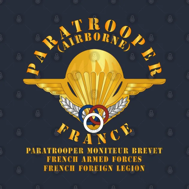 France Airborne Paratrooper Moniteur Brevet T-Shirt New 100% Cotton O-Neck Summer Short Sleeve Casual Mens T-shirt Size S-3XL