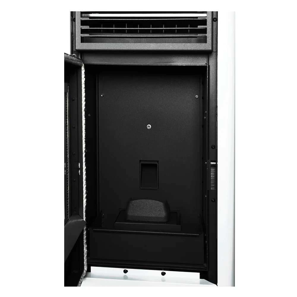 Chimeneas de pellets WIFI independientes para interiores, calentador de estufa de pellets de madera de acero moderno, color rojo y blanco