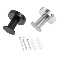 1pc Simple Single Hook 304 Stainless Steel Polished Chrome/Black Kitchen Bathroom Storage Rustproof Durable Minimalism w/screw