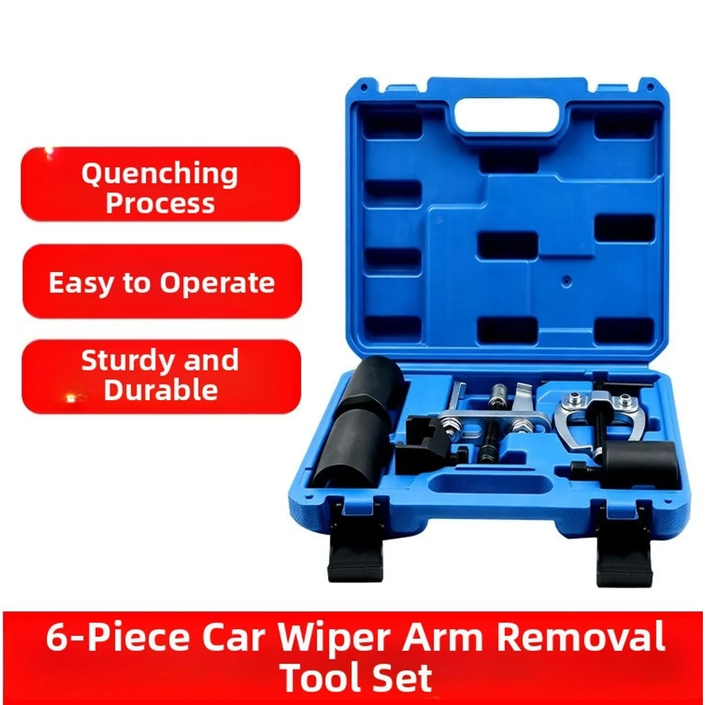 Car Wiper Arm Removal Tool Set 6 Piece Carbon Steel Windshield Wiper Puller Blue 24 20 6cm Compact Storage Design