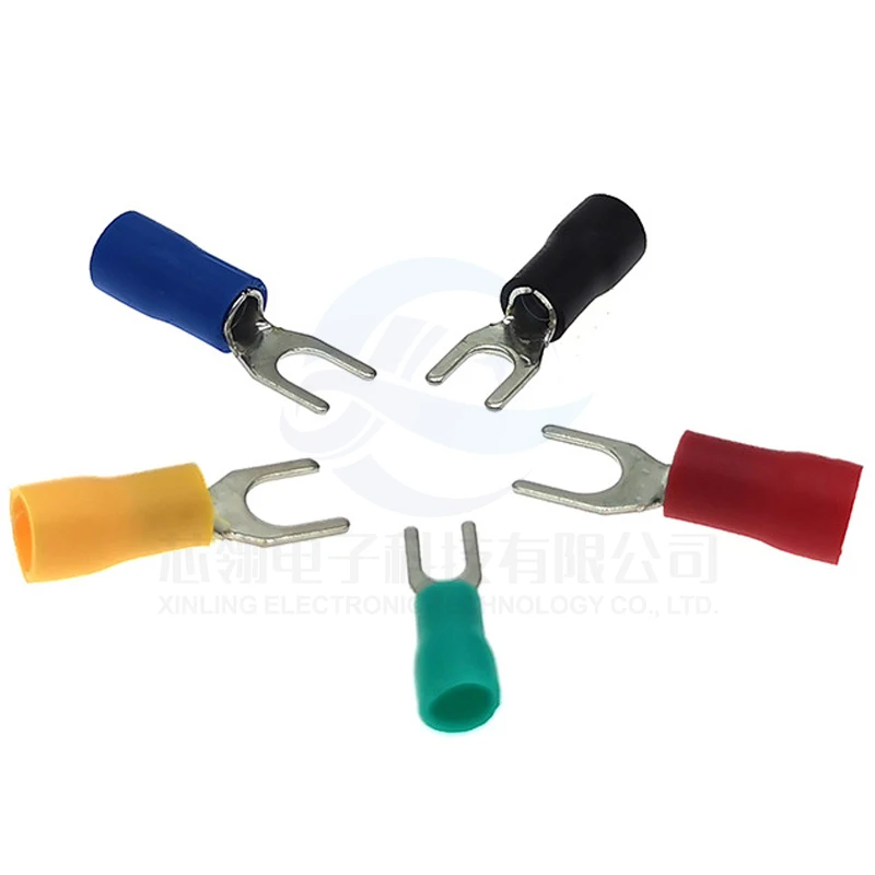 20pcs Cold-pressed terminal block SV2-3.2/4/5 fork-shaped U-shaped Y-shaped 0.5 thick insulated blade spring connector