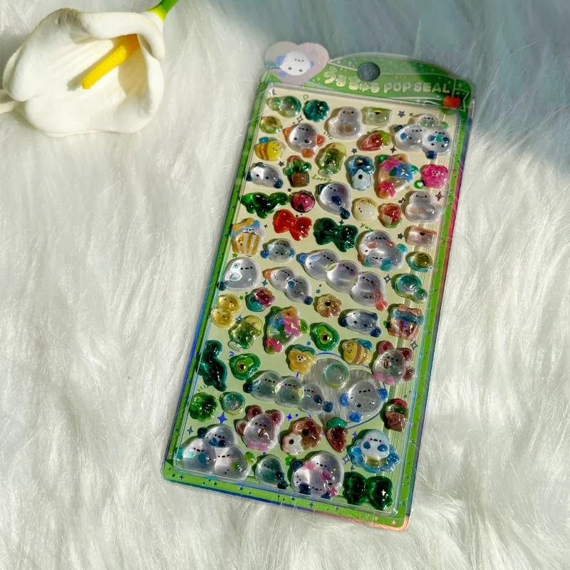 

1pcsChildren's stickers Little Fatty Jiu Strawberry Rabbit Peach Penguin 3D relief stickers Guka decorative stickers