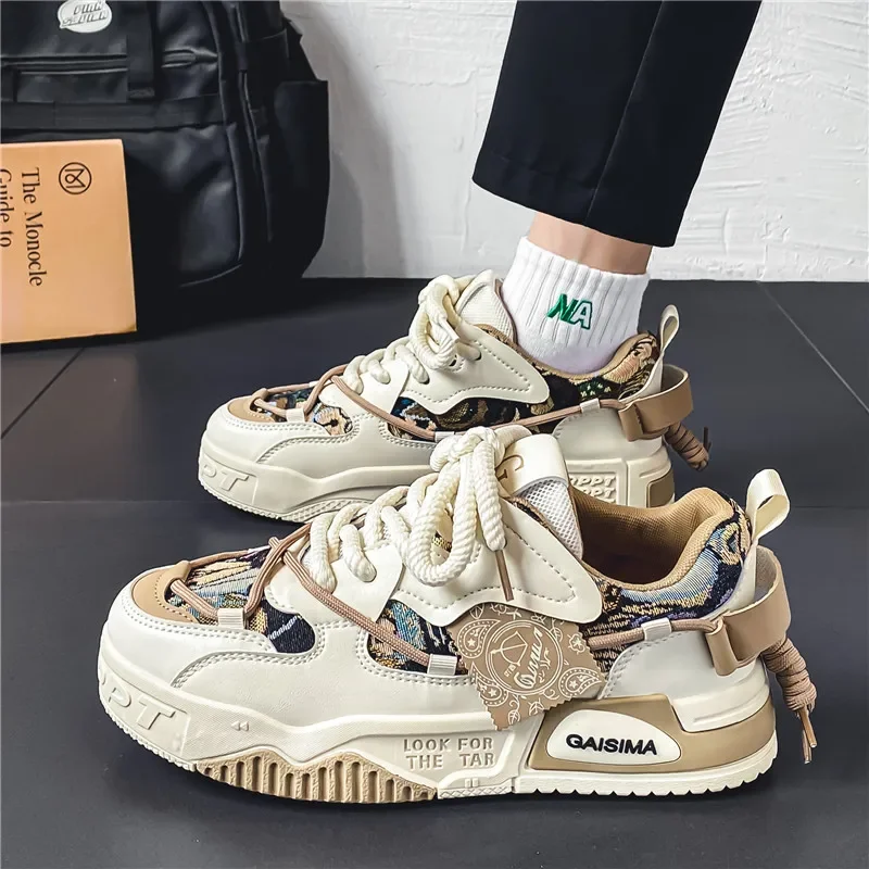 Spring and summer thick-soled walking shoes, fashionable sneakers, breathable casual sports canvas shoes, men's large-sized 48 view 2