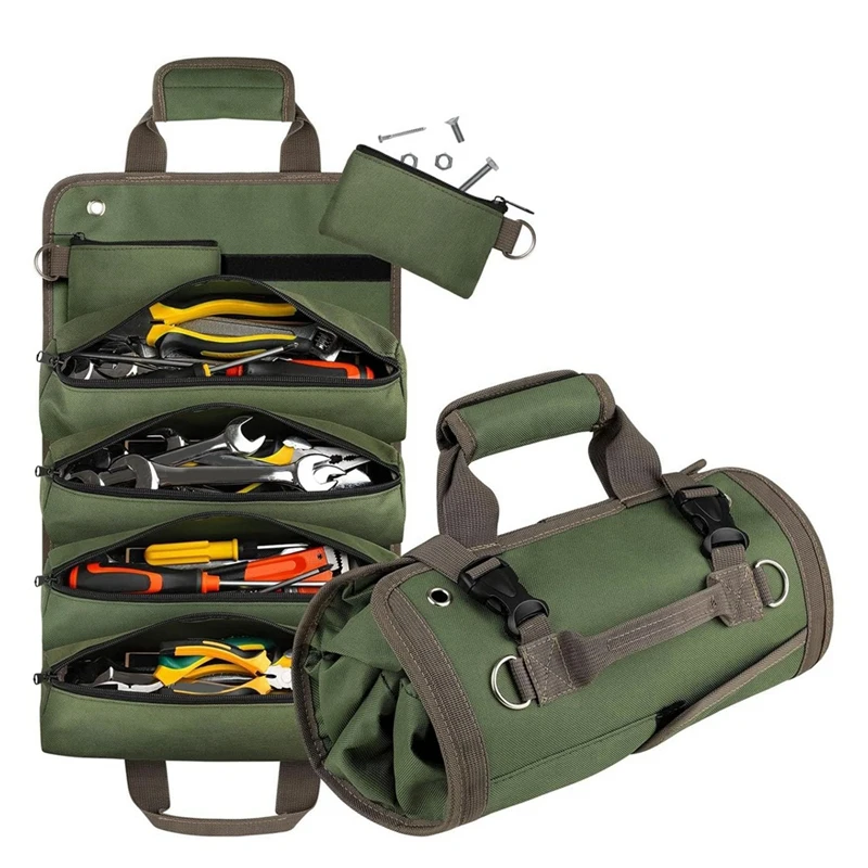 

Tool Bag Roll Up, Tool Storage with 2 Removable Zipper PocketsJAS