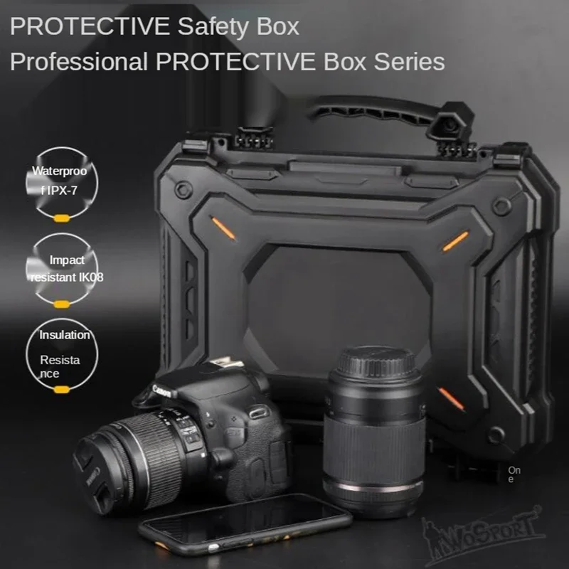 Hunting 32cm Safety Box ABS Waterproof Dust-proof 12.6inch Impact Resistant Toolbox Camera Protective Case Molle Pouch