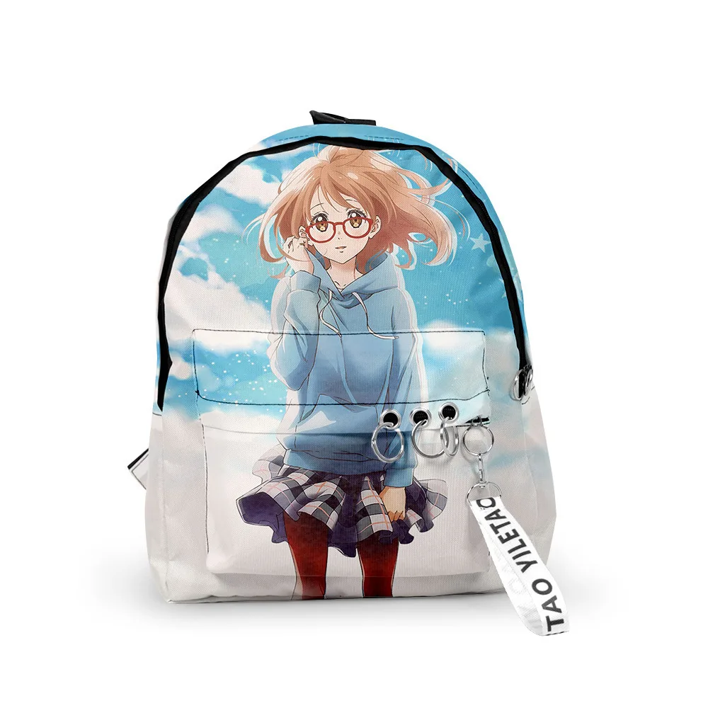 

Harajuku Beyond the Boundary Backpacks Boys/Girls pupil School Bags 3D Print Keychains Oxford Waterproof Cute Small Backpacks