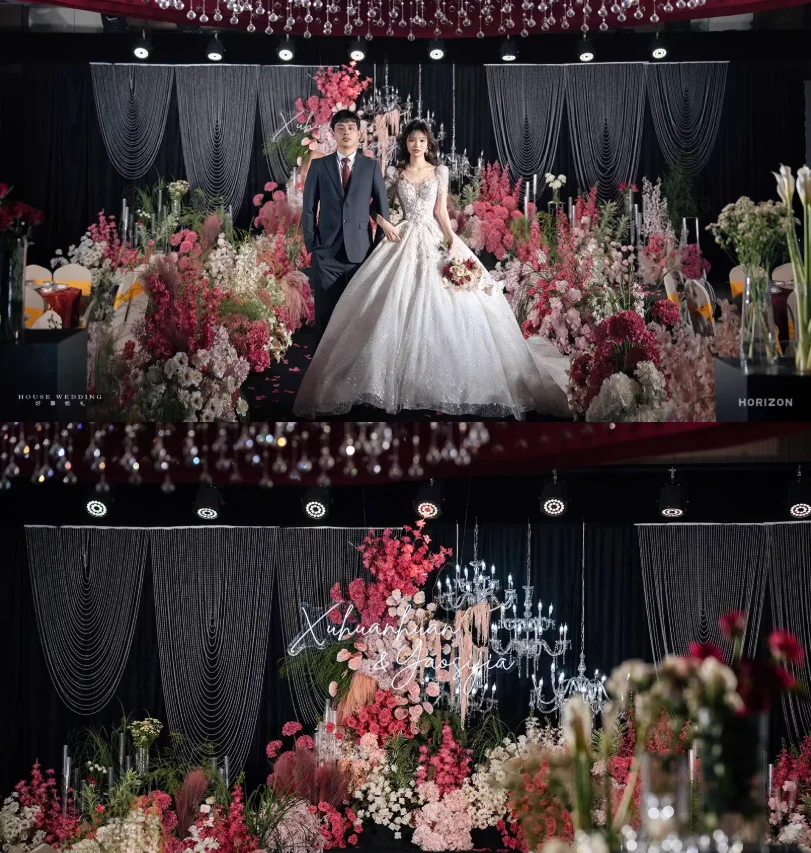 4 pçs pérola grânulo corrente teto pendurado cortinas de parede casamento cenários adereços para hotel palco hall arcos fundo decoração