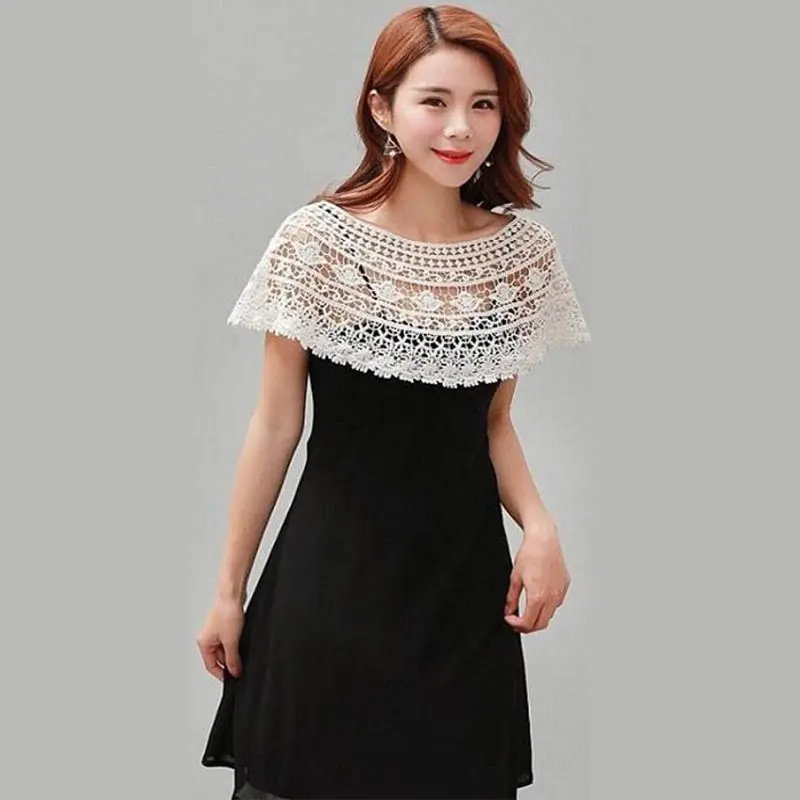 

New Lightweight Dress Lace Small Shawl Versatile Cutout Blouse women's Summer Mini Coat Small Waistcoat Sleeveless Blouse 8SJ31