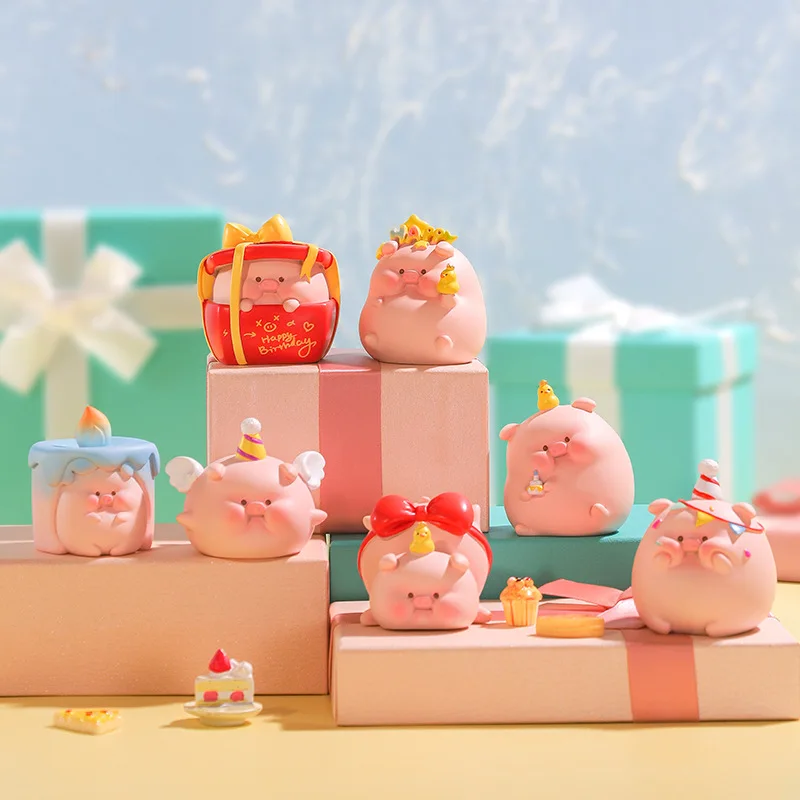 Lulu Pig Pi Pig You Happy Duck pudełko z niespodzianką zabawka Caja Ciega zgadnij torba dziewczyna figurki śliczne Kawaii Model lalki urodziny prezent Mystery Box