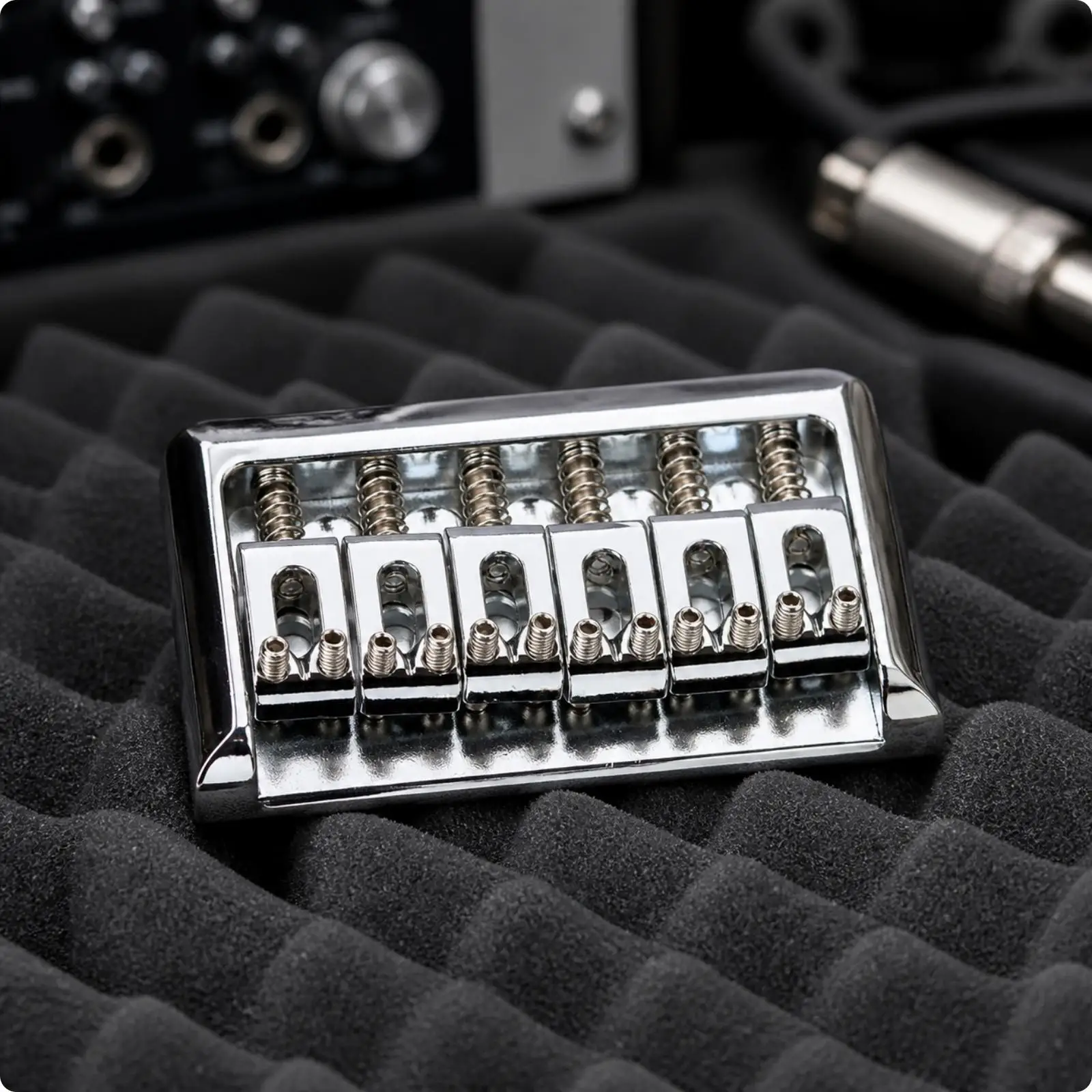 Chrome String Bridge for Electric Guitar Six Saddle Metal Hardware with Adjustable Intonation Control Silver Finish Guitar Parts