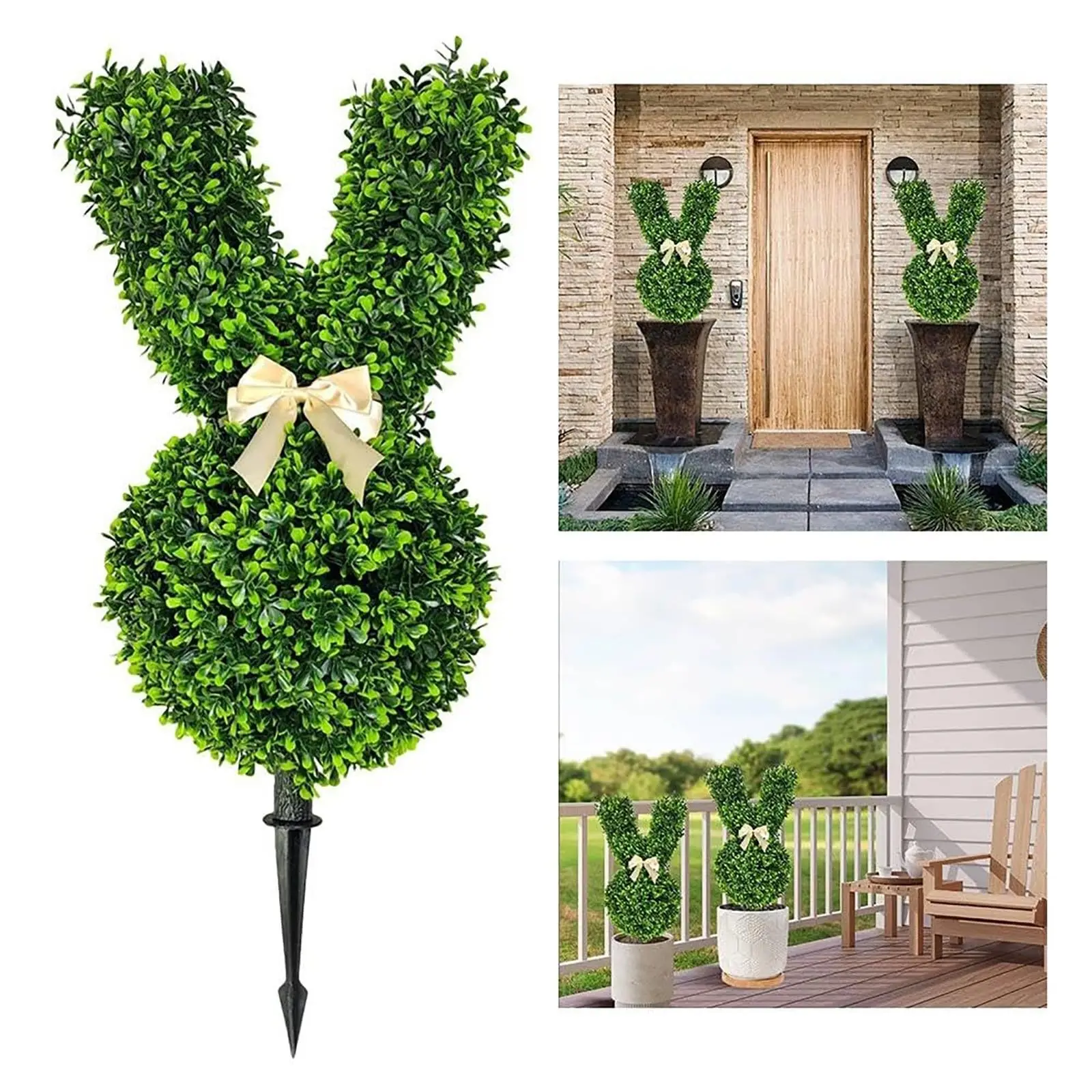 Rabbit Shaped Topiary Trees - Artificial Bunny-Shaped Topiary Tree Pot Fake Easter Bunnies Plant, Easter Rabbit Boxwood Topiarie