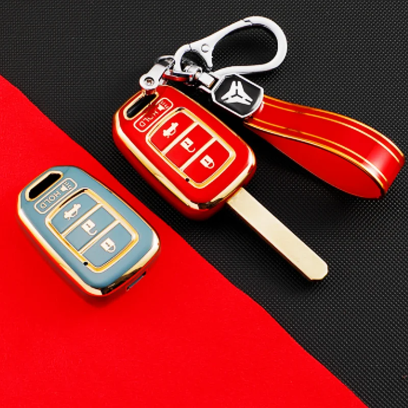 Golden-edged New Design Car Key Case Cover Remote Key Fob For Honda 2013-2015 CRV 2013-2017 Accord Civic Fit MLBHLIK6-1TA ID47