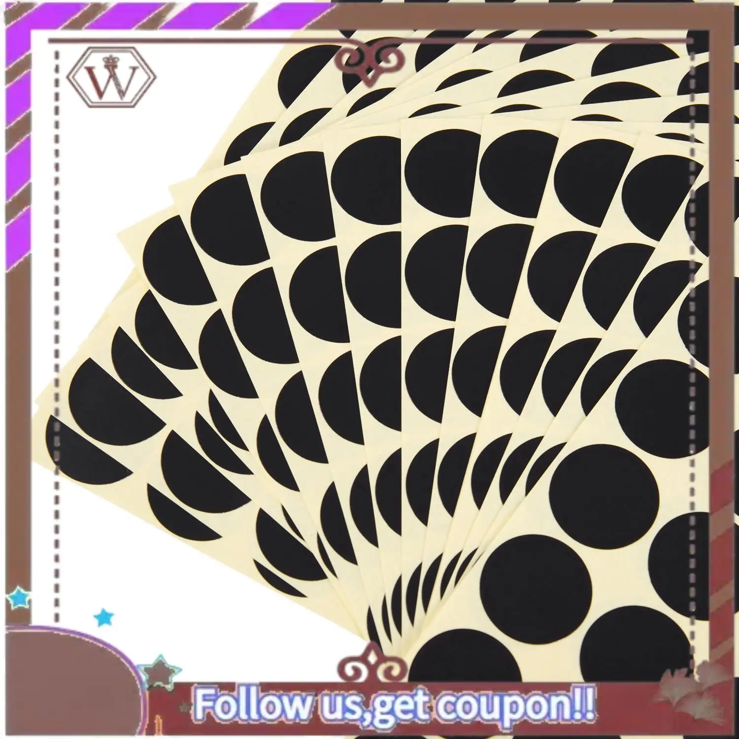 ล่าสุด 2 ชุด 19 มม.วงกลมรอบรหัสสติกเกอร์กาวป้ายเหนียว Black & White