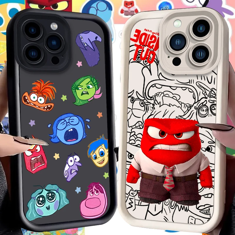 Disney Inside Out 2 Case for iPhone 16 15 14 13 12 11 Pro Max XS X XR 8 7 6S 6 Plus SE 2020 Liquid Silicone Shockproof Cover