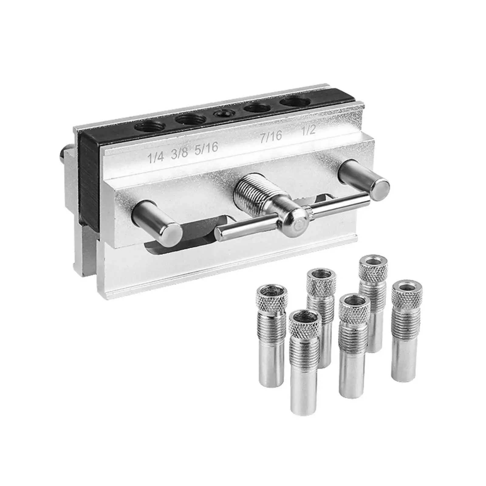 Metal Straight-Hole Positioning Jig Etched Drill Guide with Threaded Sleeves Precision Clamping Jig with for Cabinet Repairs