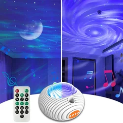 LED Galaxy Projetor com Bluetooth Music Speaker, Lâmpada de Projeção Aurora, Controle Remoto, Quarto Night Light, Lâmpada Baby Sleep, 14 cores