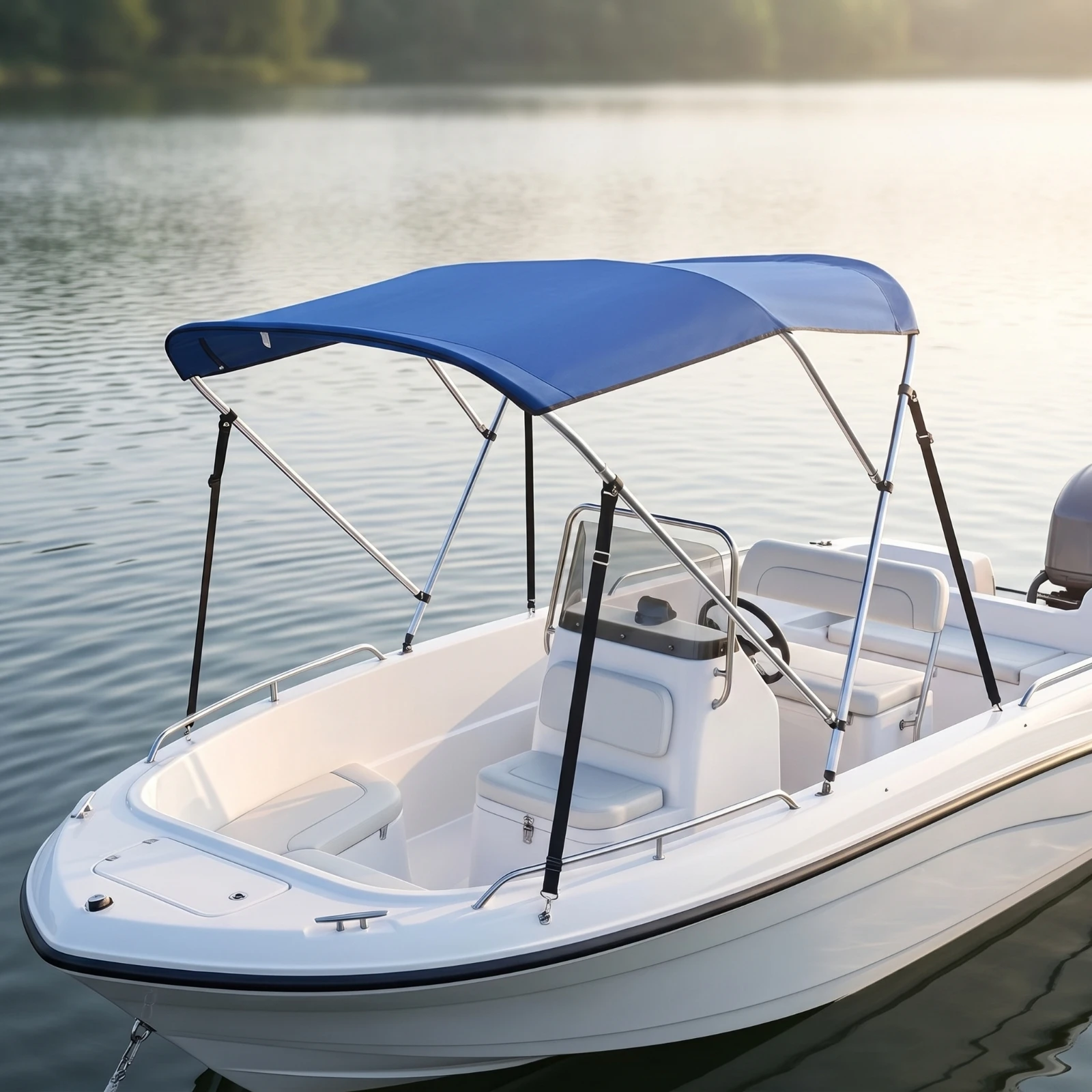Boat Sunshade with Metal Frame Water-Resistant Bimini Top with Frame Boat Bimini Top Collapsible Sun Shade for Boaters