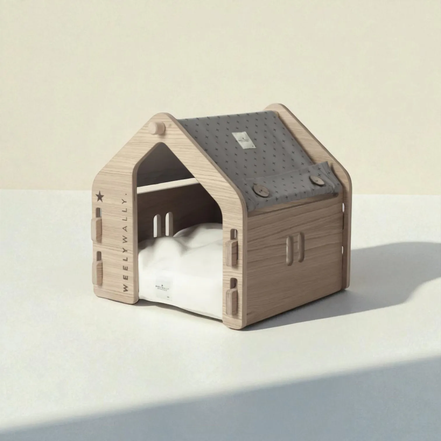 

AC07 Fixed Indoor Pet House With Solid Wooden Frame And Open Front Design For Cats And Dogs Vietnam OEM Supply