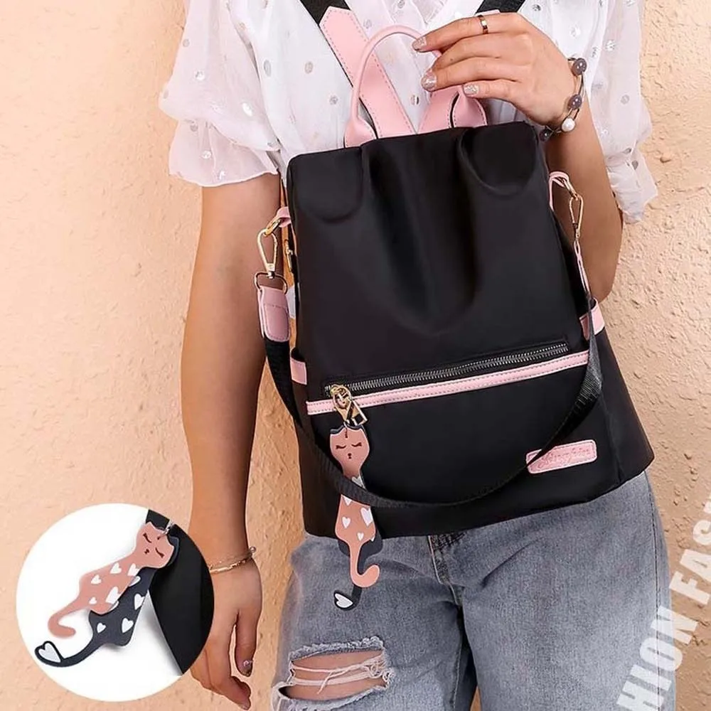 Polyester Women Daily Backpack Anti-theft Large Capacity Oxford Cloth Daypack Scratch Prevention Anti-splash Water