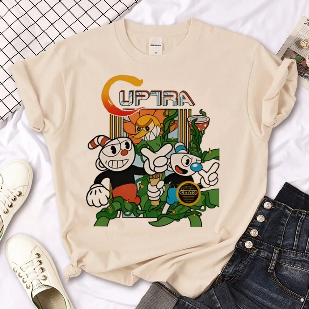 Cuphead t-shirts women Y2K tshirt female streetwear clothing