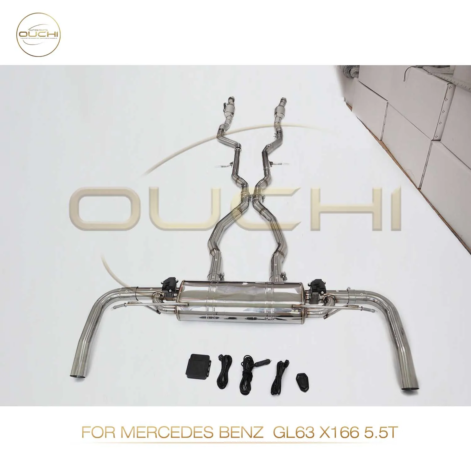 Performance catback for Mercedes benz GL63 X166 5.5T OUCHI downpipe With heat shield Stainless steel Full exhaust Muffler With