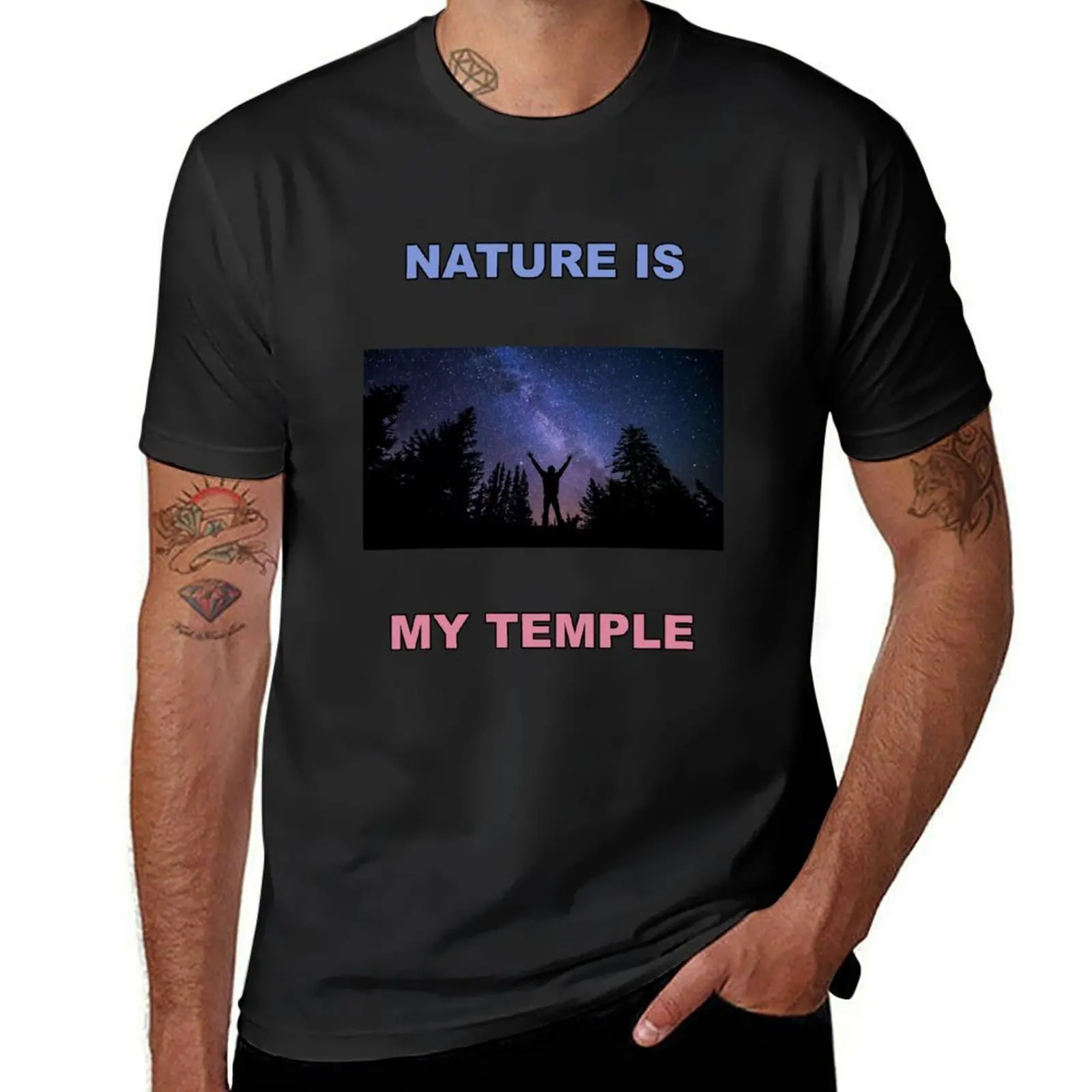 Nature Is My Temple - Man Under Milky Way T-Shirt aesthetic clothes Blouse t shirts men