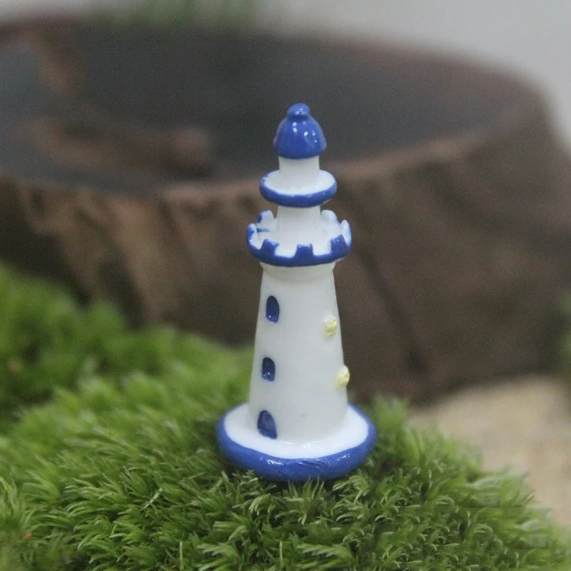 6 pçs/set Torre do Farol Mini Fada Do Jardim Gnomos de Miniaturas de Plástico DIY Bonsai/Terrários/Suculentas/Micro Musgo Decoração