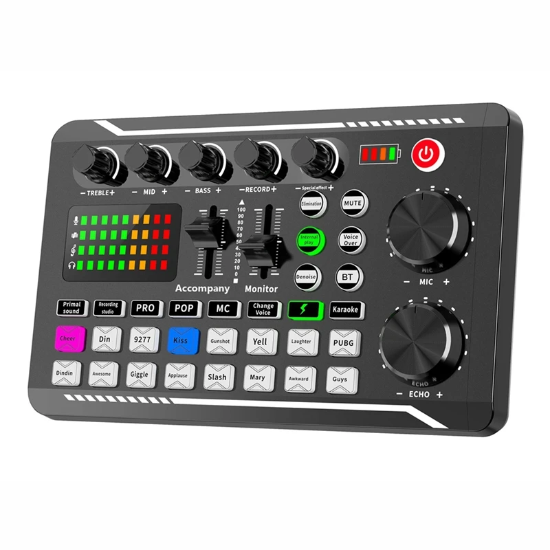 F998 Sound Card And BM800 Microphone Kit Mic Sound Mixer Sound Card Audio Mixing Console Amplifier For Singing PC Phone