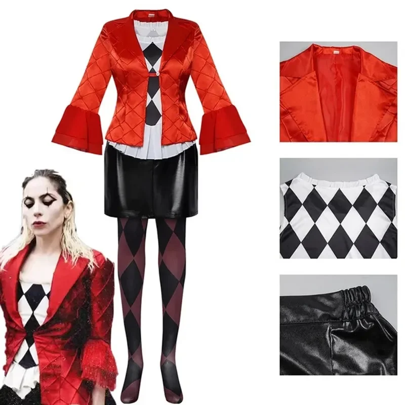 Anime New Movie Suicide Harley Cosplay Costume Red Coat Girl Lady Gaga Quinn Set Halloween Party Cosplay Costume Prop